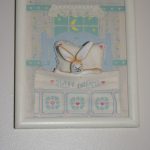 Bunny picture. My mom made this for me when I was little, a little teddy bear goes in the bed. I snuck in little nutbrown hare.