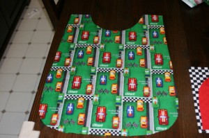 Because of the fabric size I had to lay it this way and cut pieces for the back seperately.